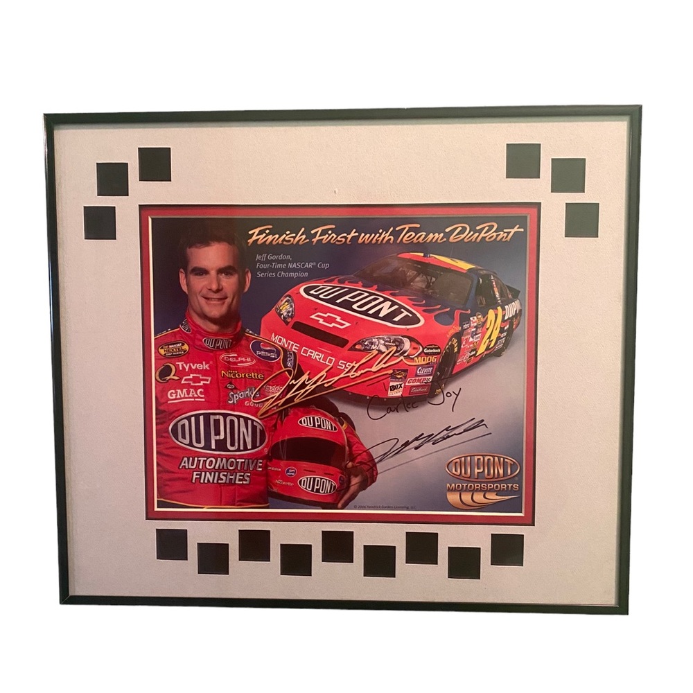 Jeff Gordon autographed & framed picture.  Excellent condition.